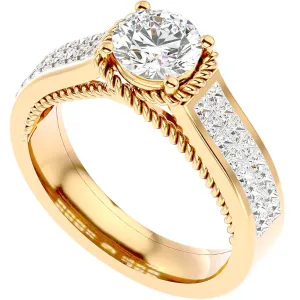 1 3/4Ct Diamond & Moissanite Designed Accent Engagement Ring in 10k Gold