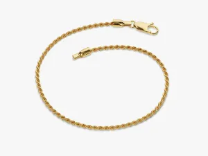 14k Yellow Gold 2.0mm Rope Chain Bracelet
