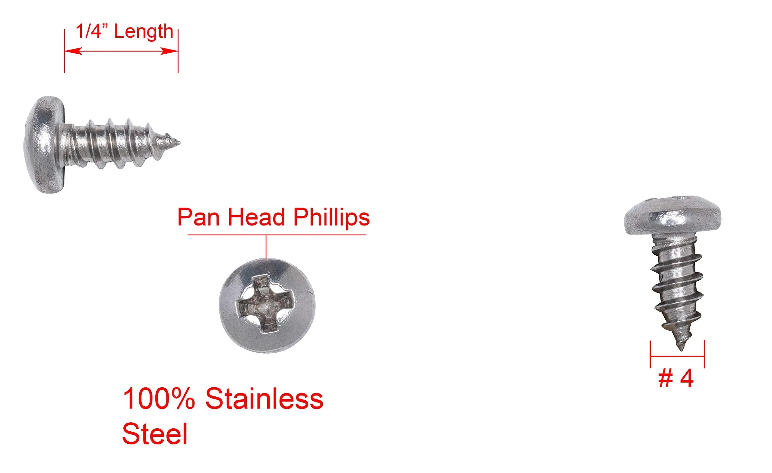 8 X 2" Stainless Pan Head Phillips Wood Screw, (50pc), 18-8 (304) Stainless Steel Screws