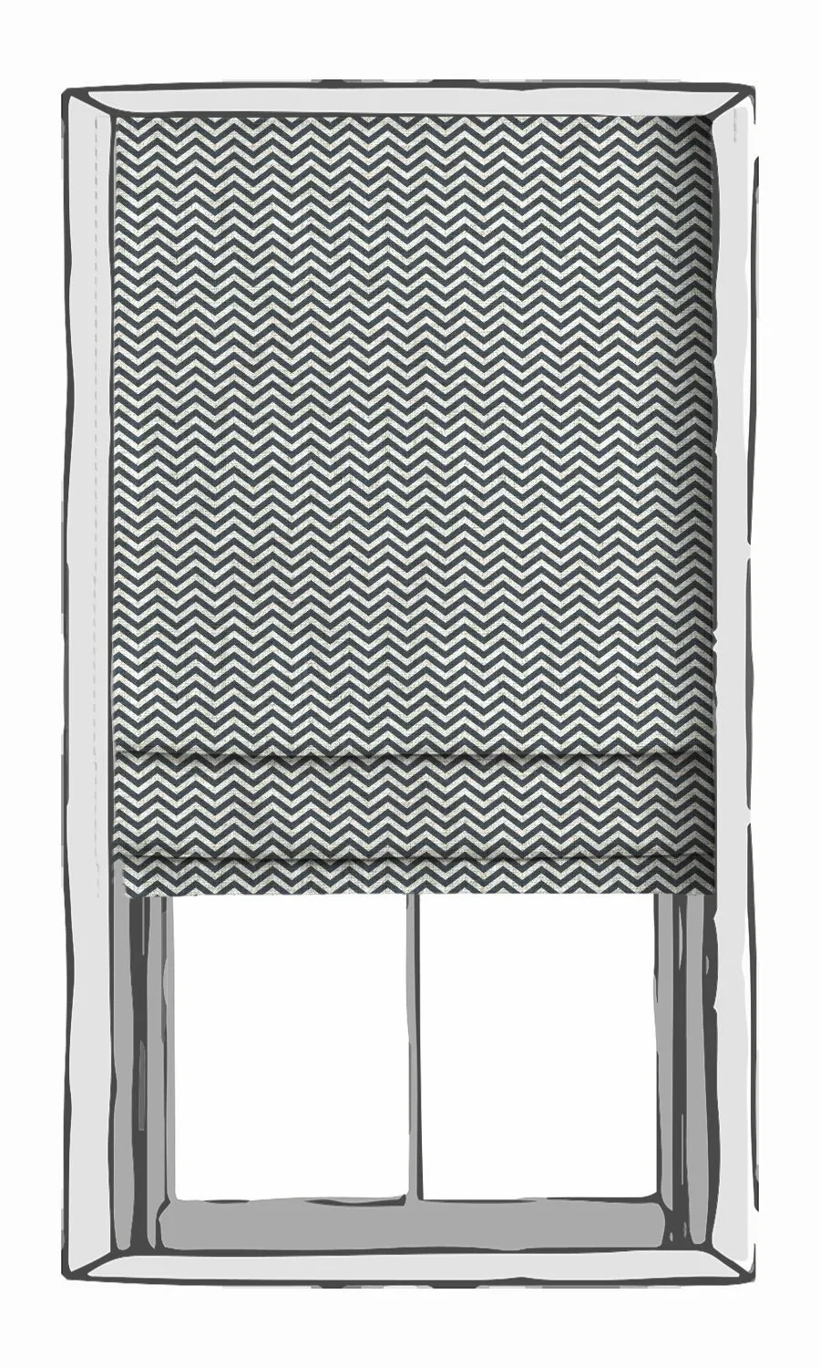 'Bayadere' Chevron Print Window Blinds (Petrol Blue/ White)