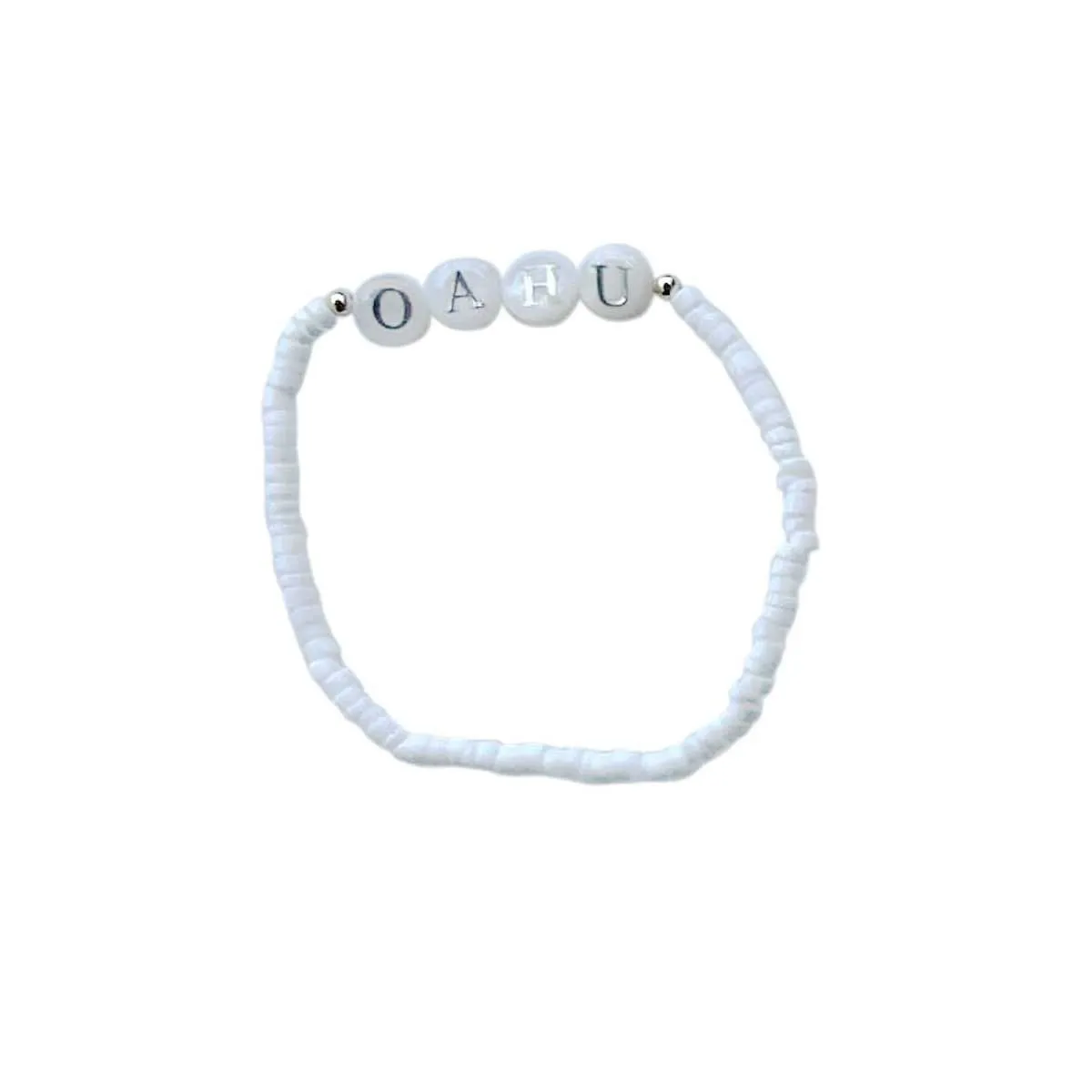 Bead Bracelet with Shell Letter Charms, Oahu