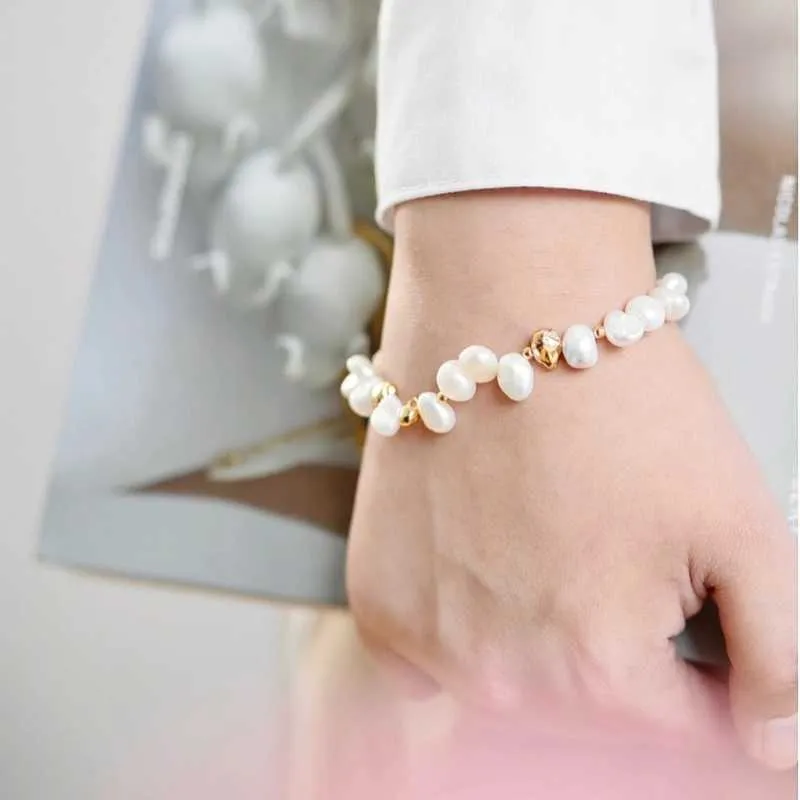 Beaded Baroque Pearl Bracelet-Gold Vermeil