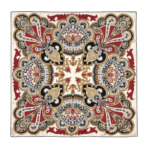 Beatrice White and Gold  Silk Scarf