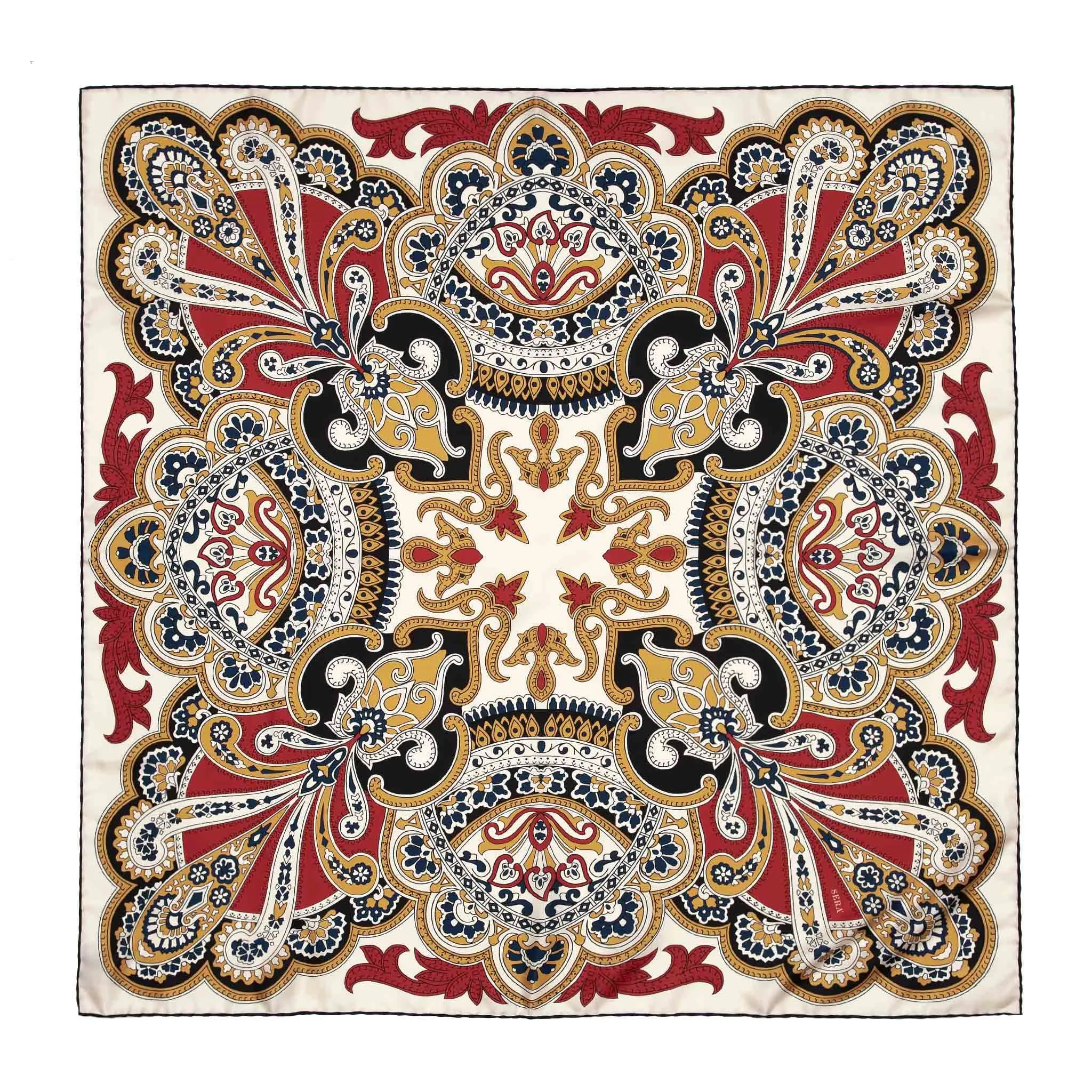 Beatrice White and Gold  Silk Scarf