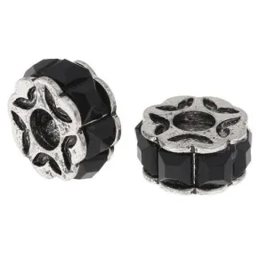 Black Flower Design Charm Beads for Snake Charm Charm Bracelet