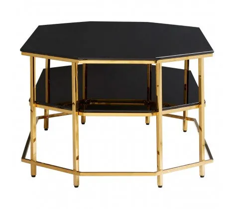 Black Tempered Glass and Gold Coffee Table
