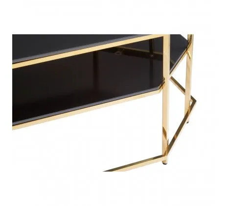 Black Tempered Glass and Gold Coffee Table