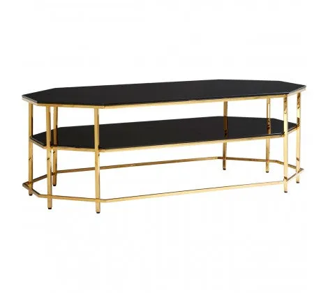 Black Tempered Glass and Gold Coffee Table