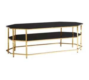 Black Tempered Glass and Gold Coffee Table