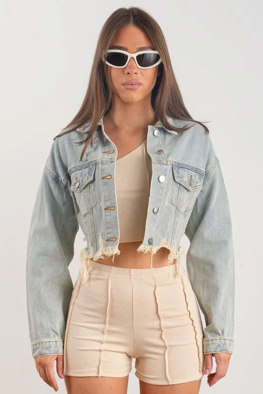 Blue Denim Howdy Boots Crop Jacket