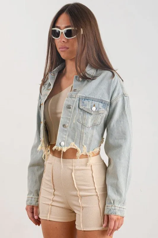 Blue Denim Howdy Boots Crop Jacket