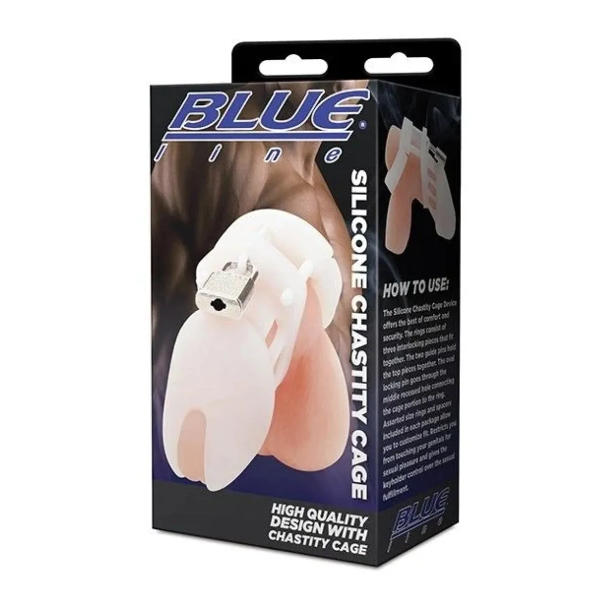 Blue Line Silicone Chastity Cage White