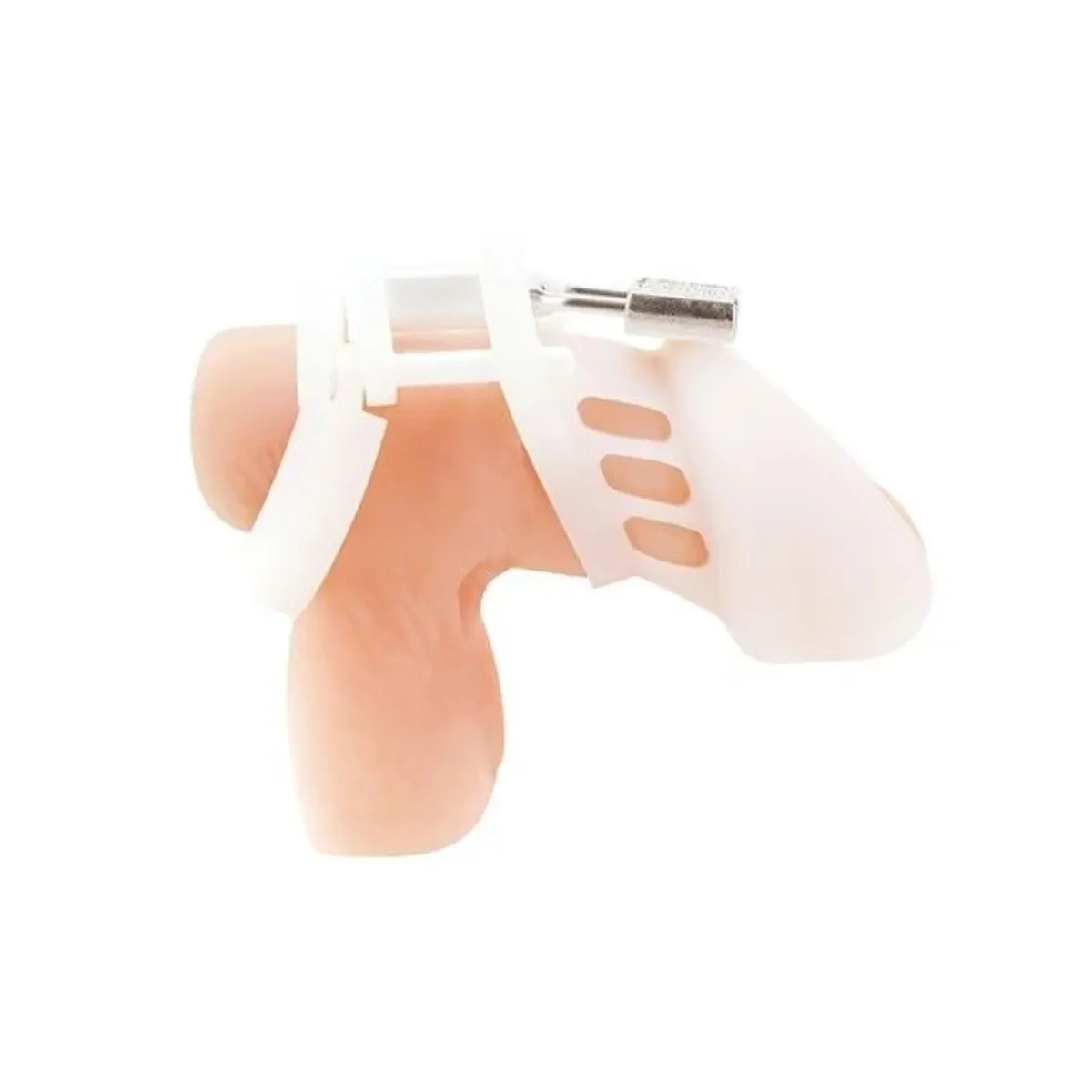 Blue Line Silicone Chastity Cage White