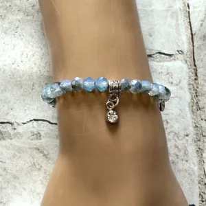 Blue Two-Tone Crystal Stretch Bracelet