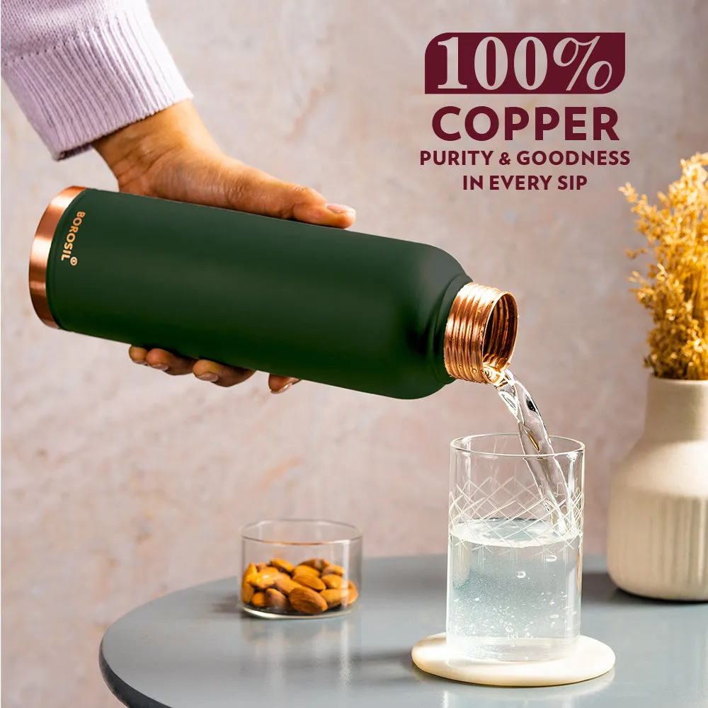 Borosil Eco Copper Bottle, Green - Personalise