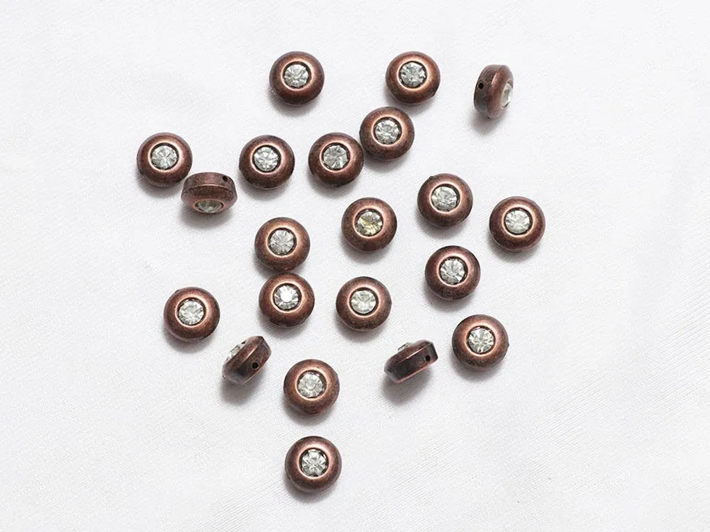 Bronze Circular Fancy Designer Plastic Beads - 12 mm