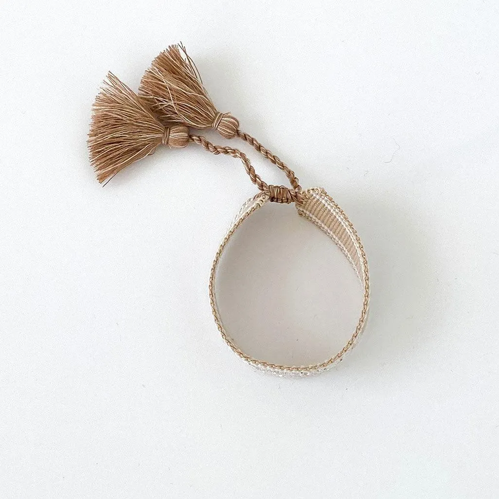 C'est La Vie Adjustable Bracelet | Taupe/White