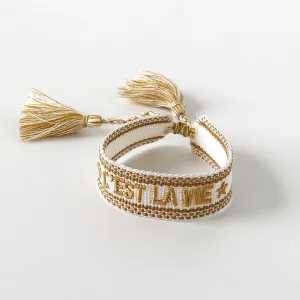 C'est La Vie Adjustable Bracelet | White/Gold
