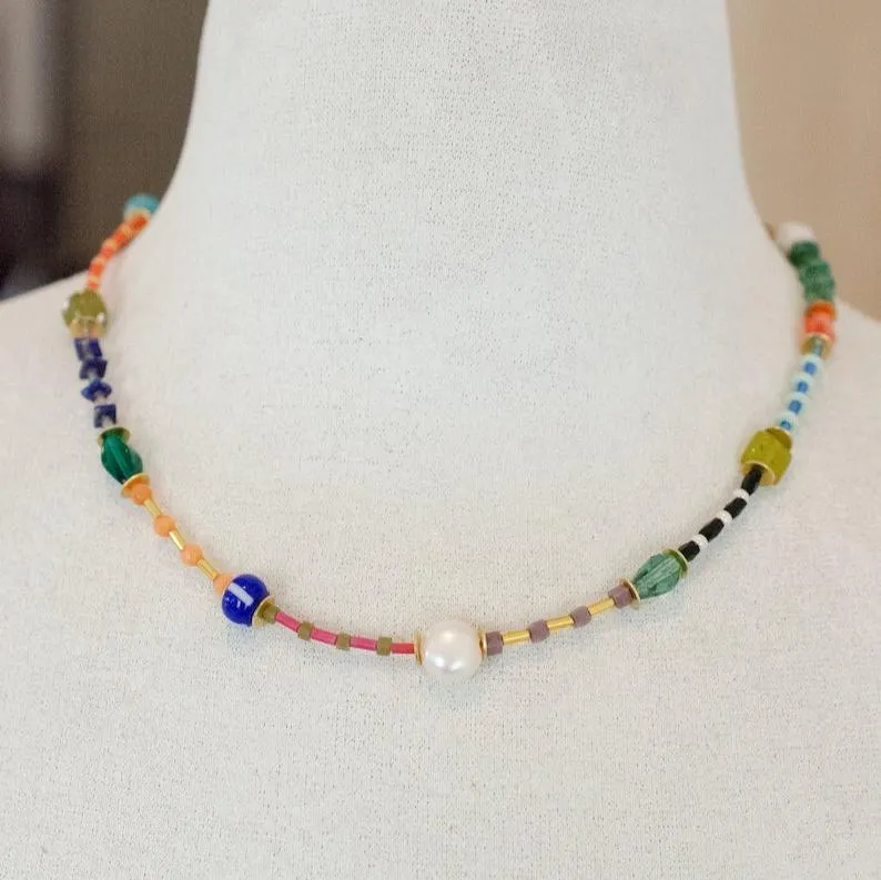 Colorful Beaded Necklace by Jill Makes