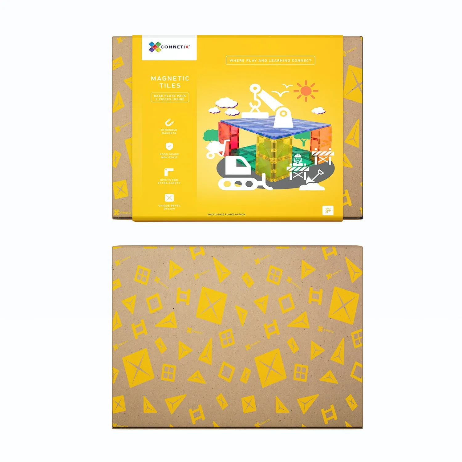 Connetix Tiles Base Plate Pack Blue Green 2 Piece