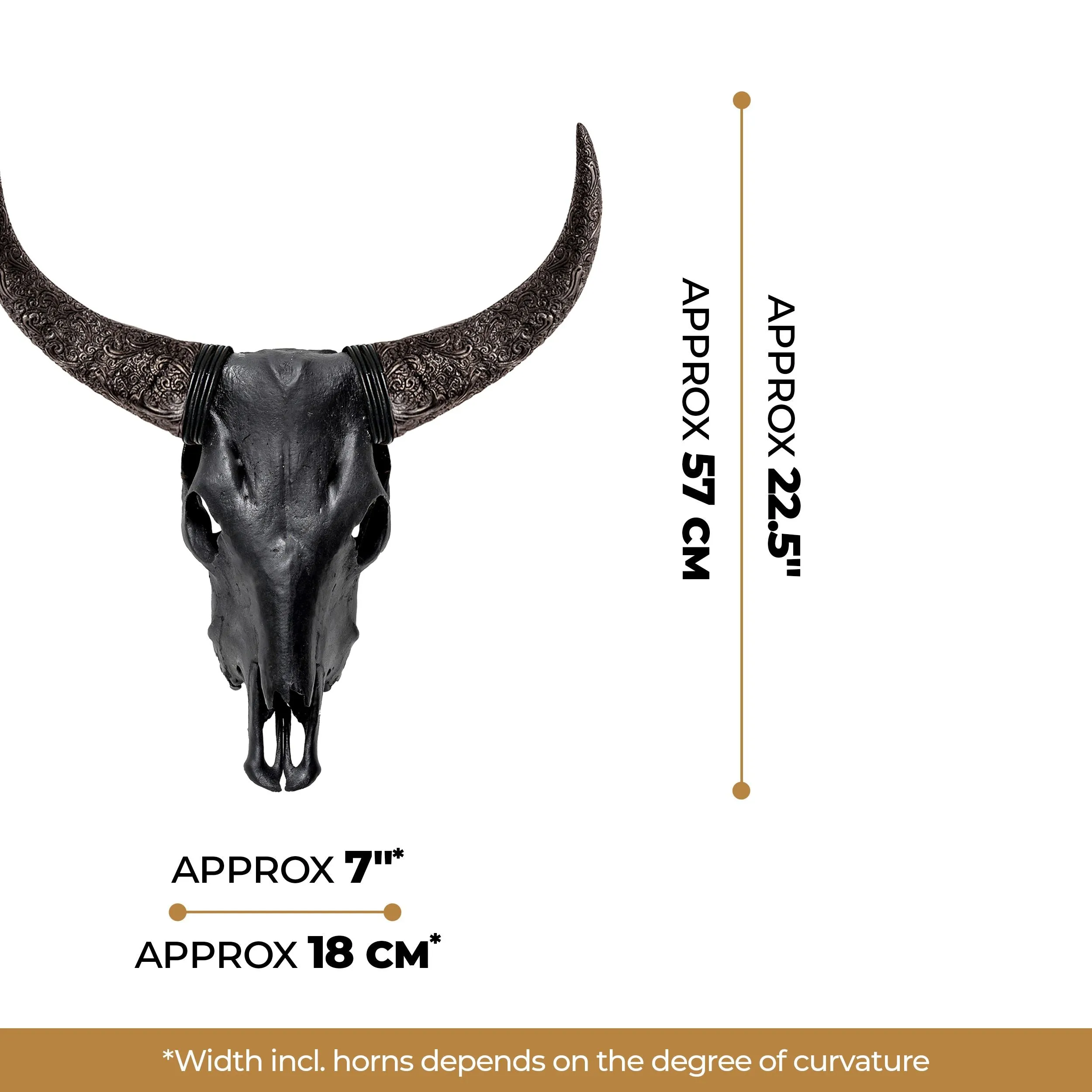 Cow Skull - Matte Black Storm