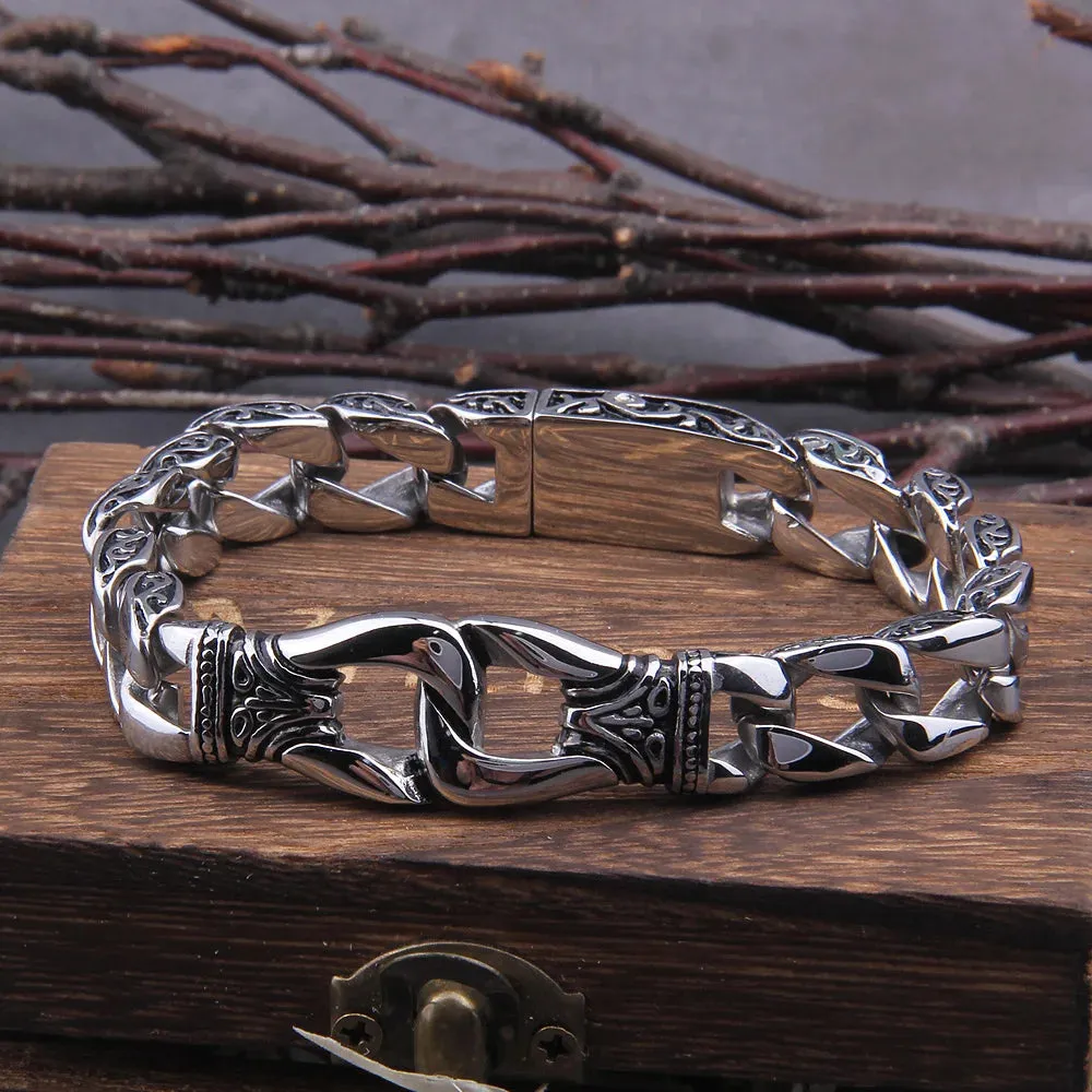 Curb Cuban Chain Silver Color Viking Bracelets
