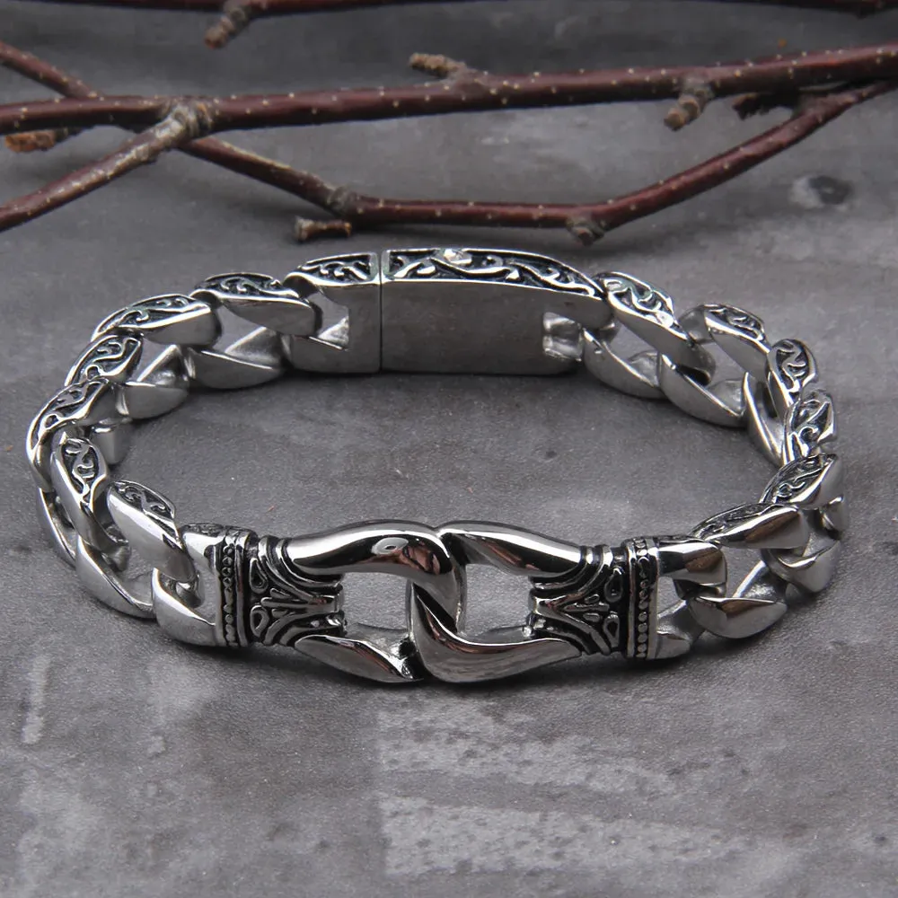 Curb Cuban Chain Silver Color Viking Bracelets