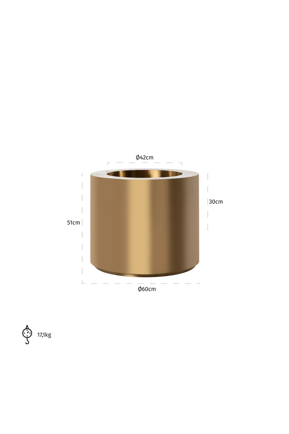Cylindrical Gold Flower Pot | OROA Donna