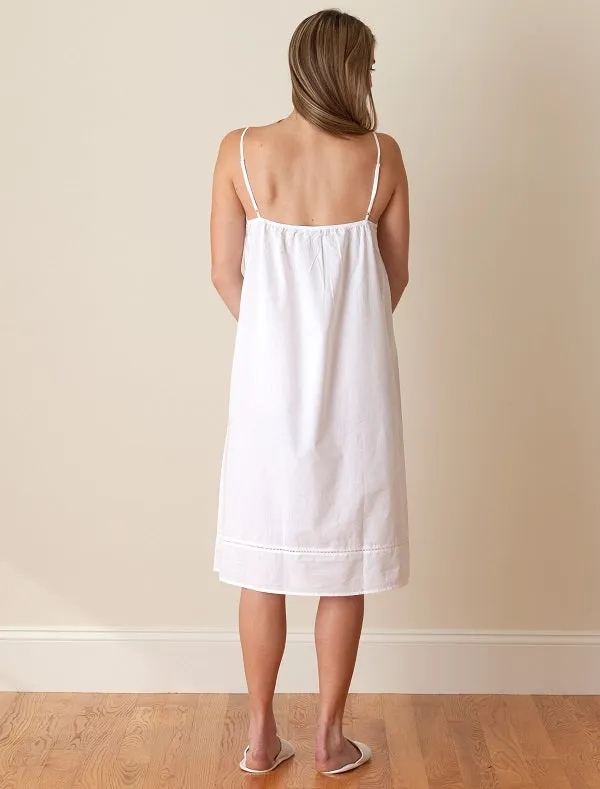 Elaine White Cotton Nightgown, Embroidered