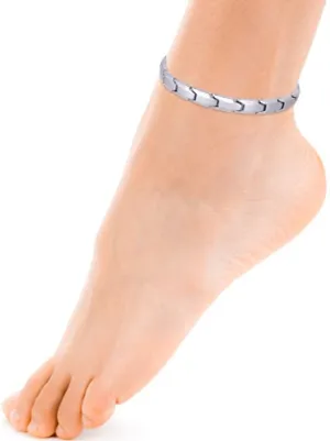 Elegant Womens Titanium Magnetic Therapy Anklet/Large Bracelet: 9.4 inches (24cm) / Silver