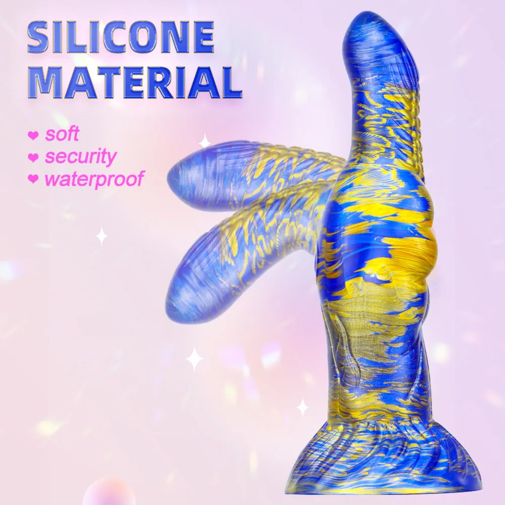 Exotic Anal Dildo Butt Plug - Fantasy Color-Mixing Silicone Monsterdildo Sex Toys for Women