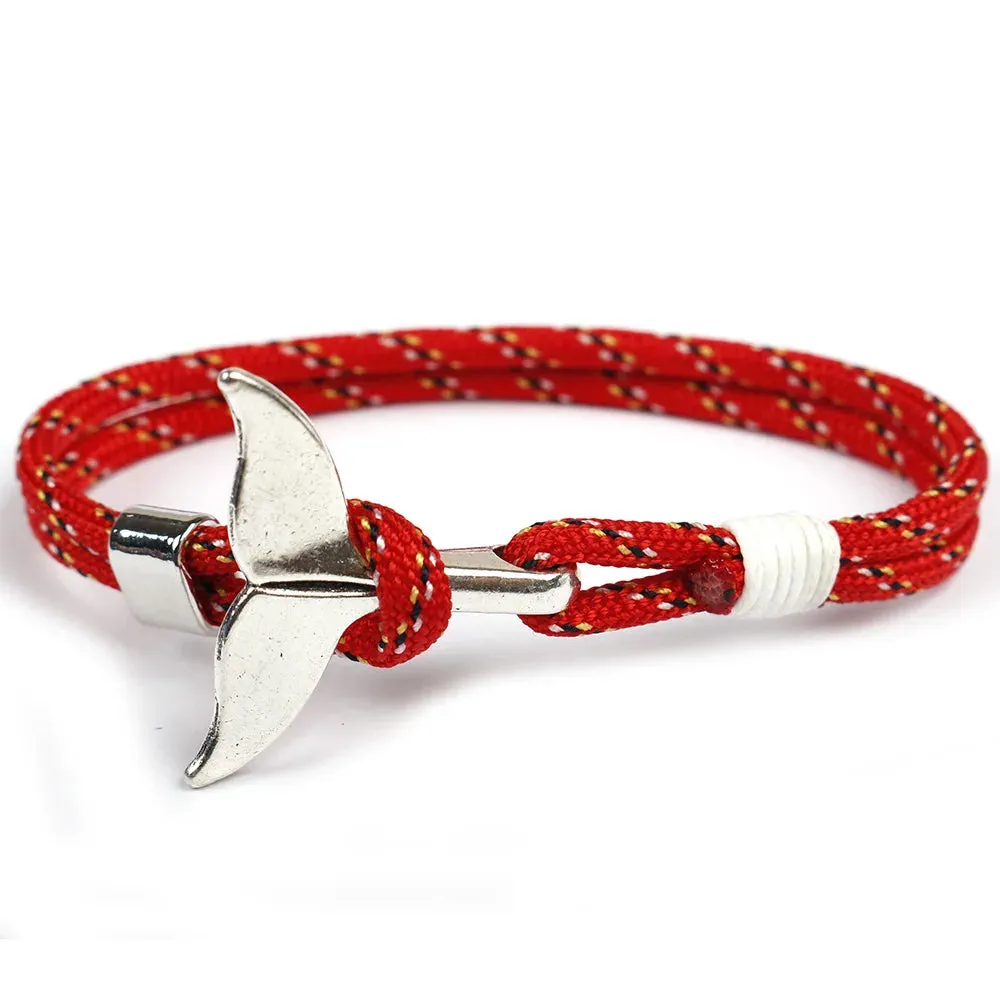 Fashion Whale Tail Anchor Bracelet Men Multilayer Charm Rope Chain Bracelets Male Women Navy Style Sport Hook 11 Color Available