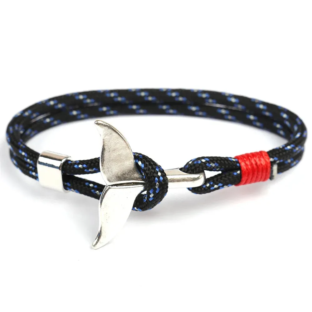 Fashion Whale Tail Anchor Bracelet Men Multilayer Charm Rope Chain Bracelets Male Women Navy Style Sport Hook 11 Color Available