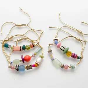 Gold Pull-Tie Colorful Beaded Bracelets by Jill Makes