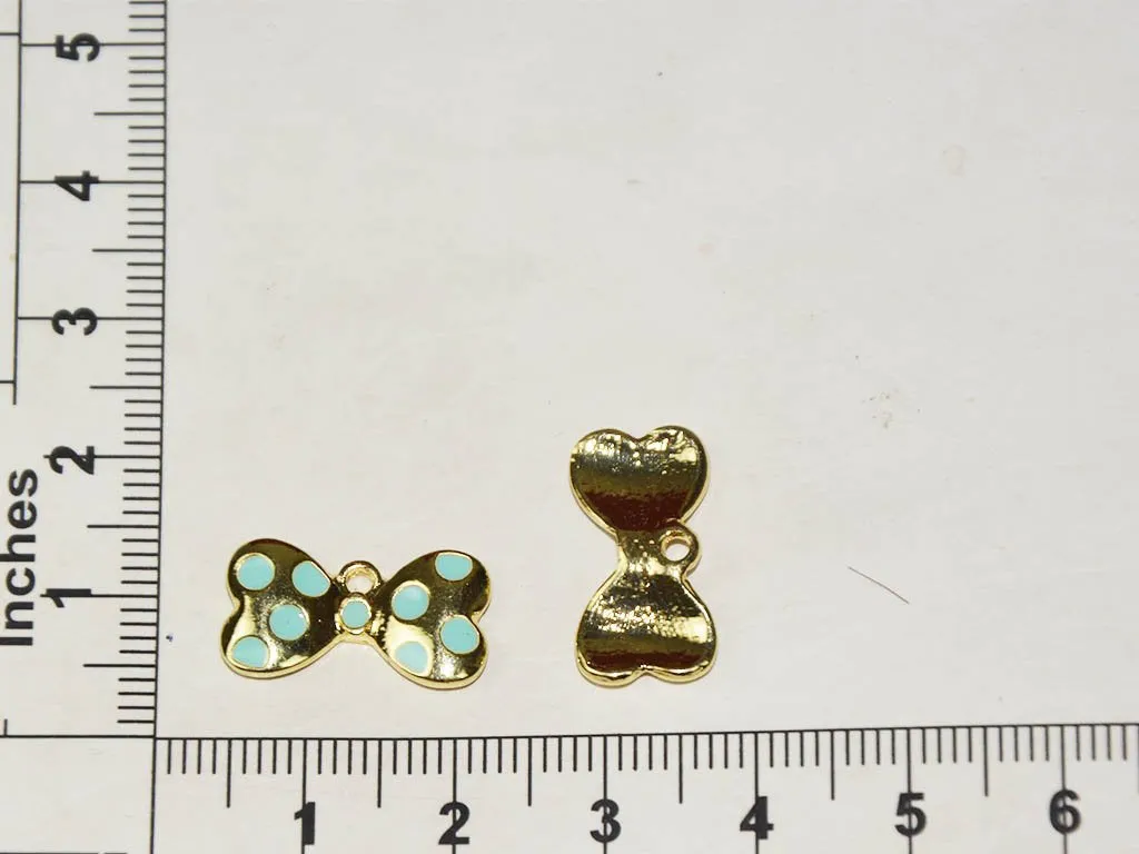 Golden Blue Bow Charms