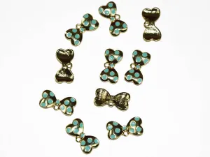 Golden Blue Bow Charms
