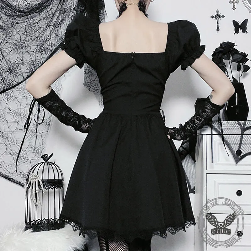 Gothic Rose Embroidered Off Shoulder Dress