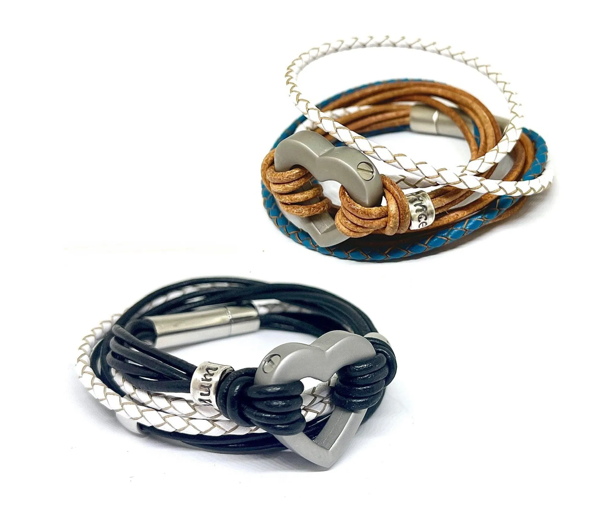 Green Braided 3mm Leather Heart Memorial urn Bracelet