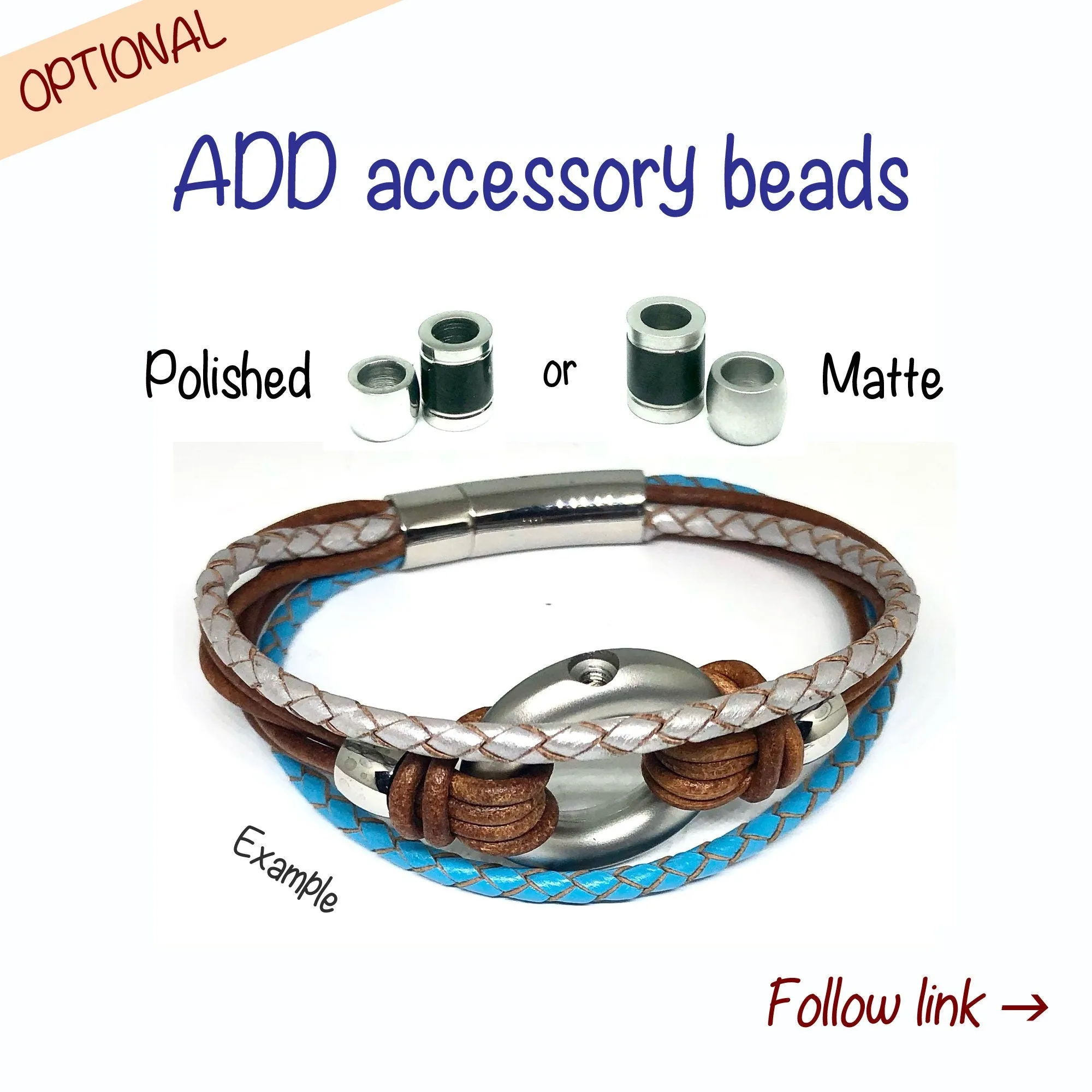 Green Braided 3mm Leather Heart Memorial urn Bracelet
