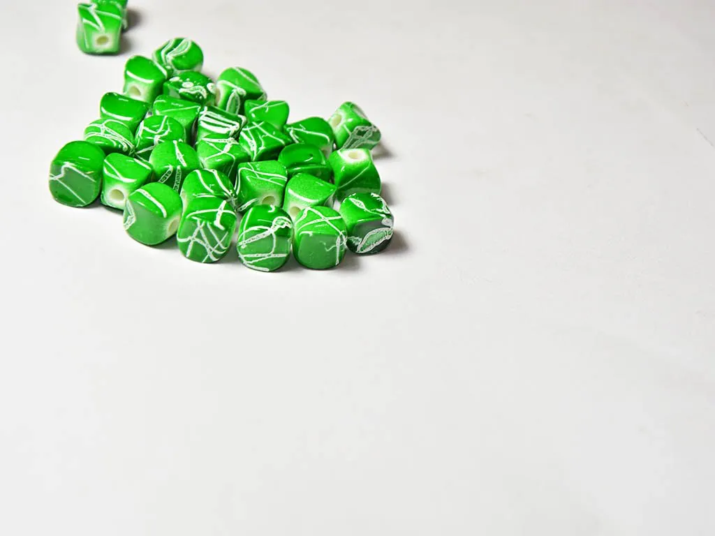 Green Cubical Designer Plastic Beads