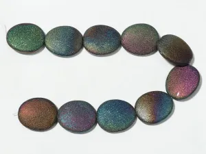 Green Rainbow Designer Oval Plastic Beads - 40x32 mm