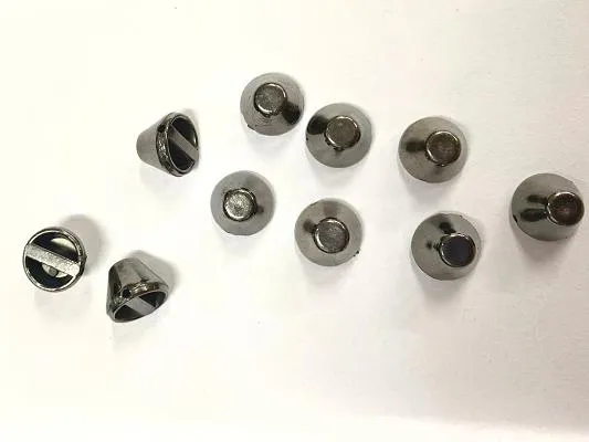 Gun Metal Gray Flat Triangular Plastic Stud Beads- 12 mm