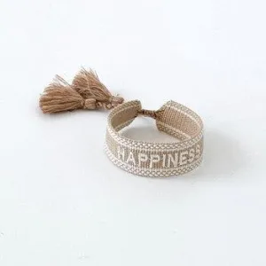 Happiness Adjustable Bracelet | Taupe-White