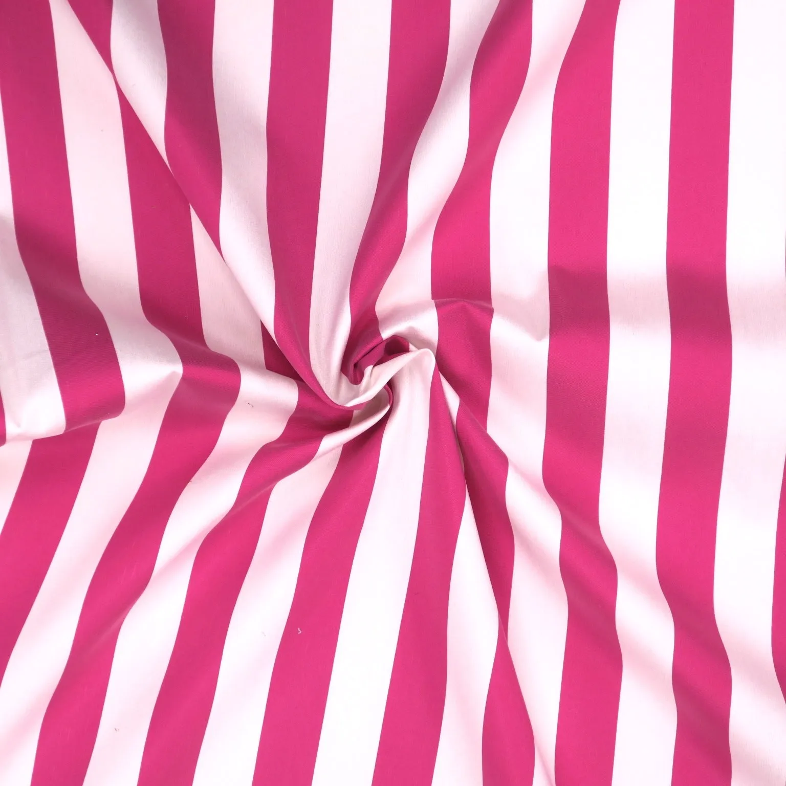 Ivory and Fuchsia Stripe Printed Polyester Mikado Fabric