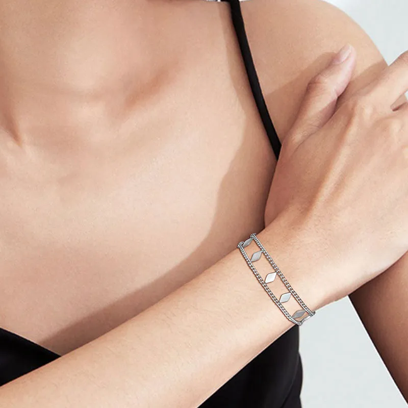 Layered Link Bracelets for Women Stainless Steel