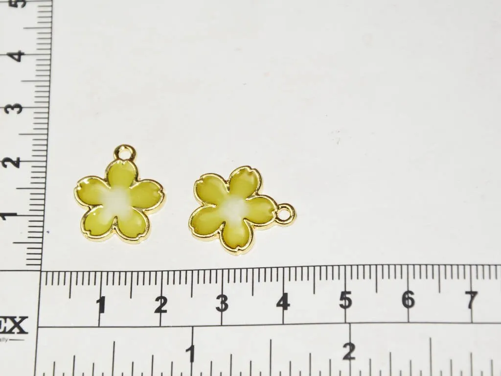 Lemon Yellow Flower Charms