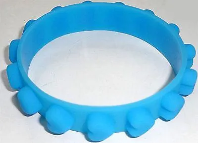 Light Blue Heart Rubber Silicone Bracelet Wristband Bangle Ladies Womens Jewelry