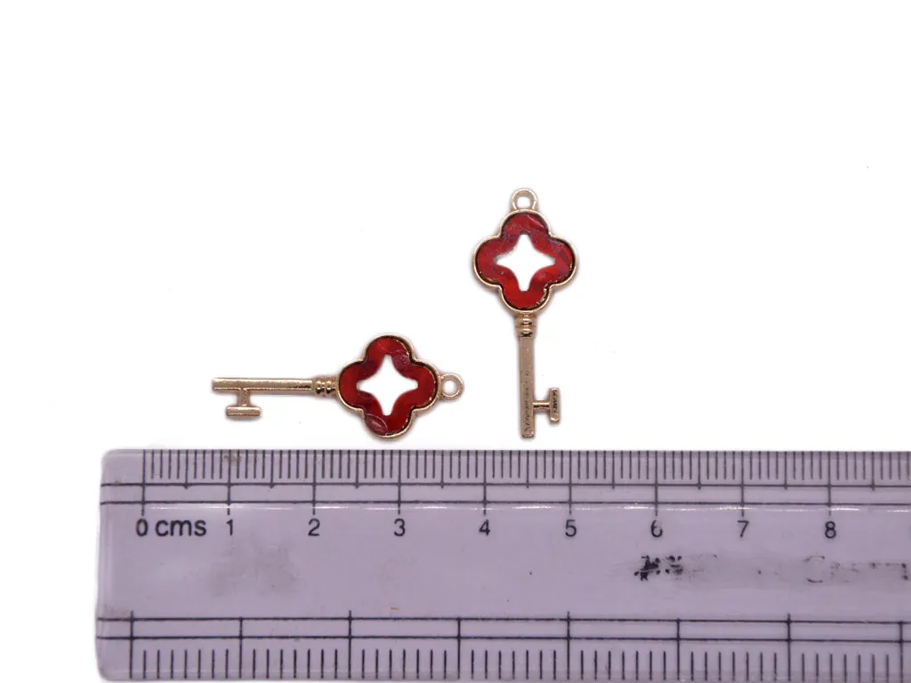 Maroon Bronze Keys Metal Charms