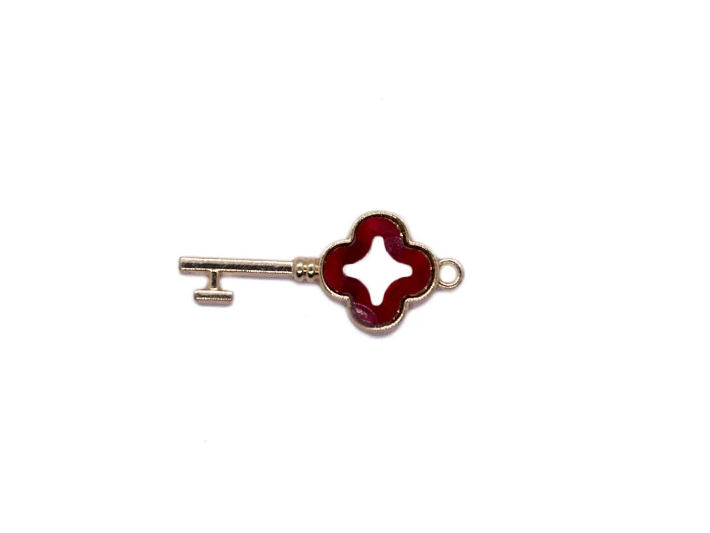 Maroon Bronze Keys Metal Charms