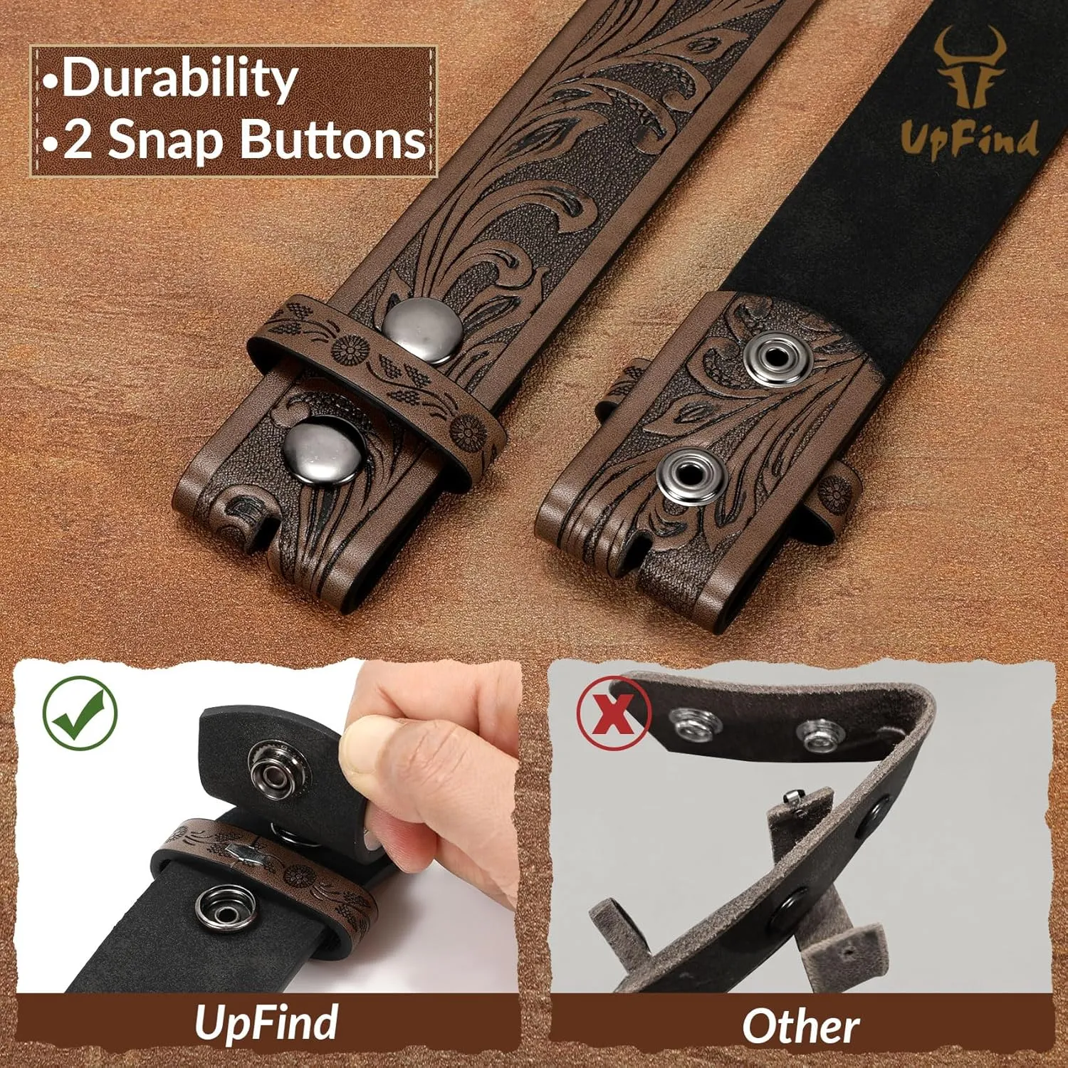 Men Women Western Belt Strap for Jeans Dress Cowboy Leather Belt Strap without Buckle